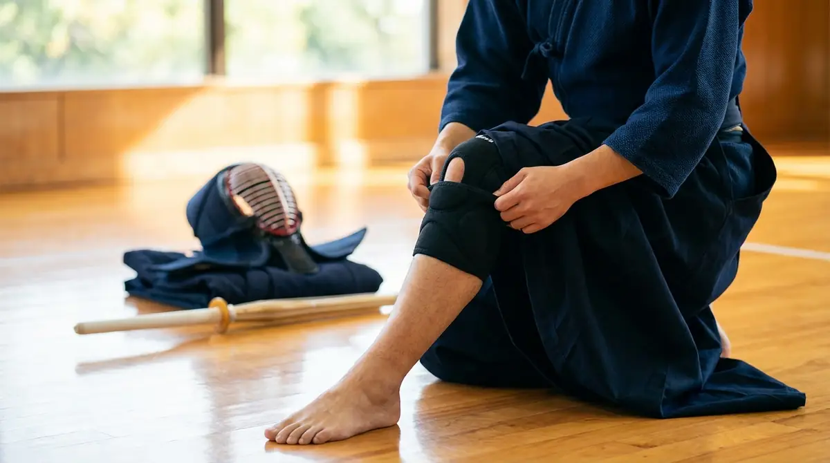 剣道用膝サポーターの正しい付け方