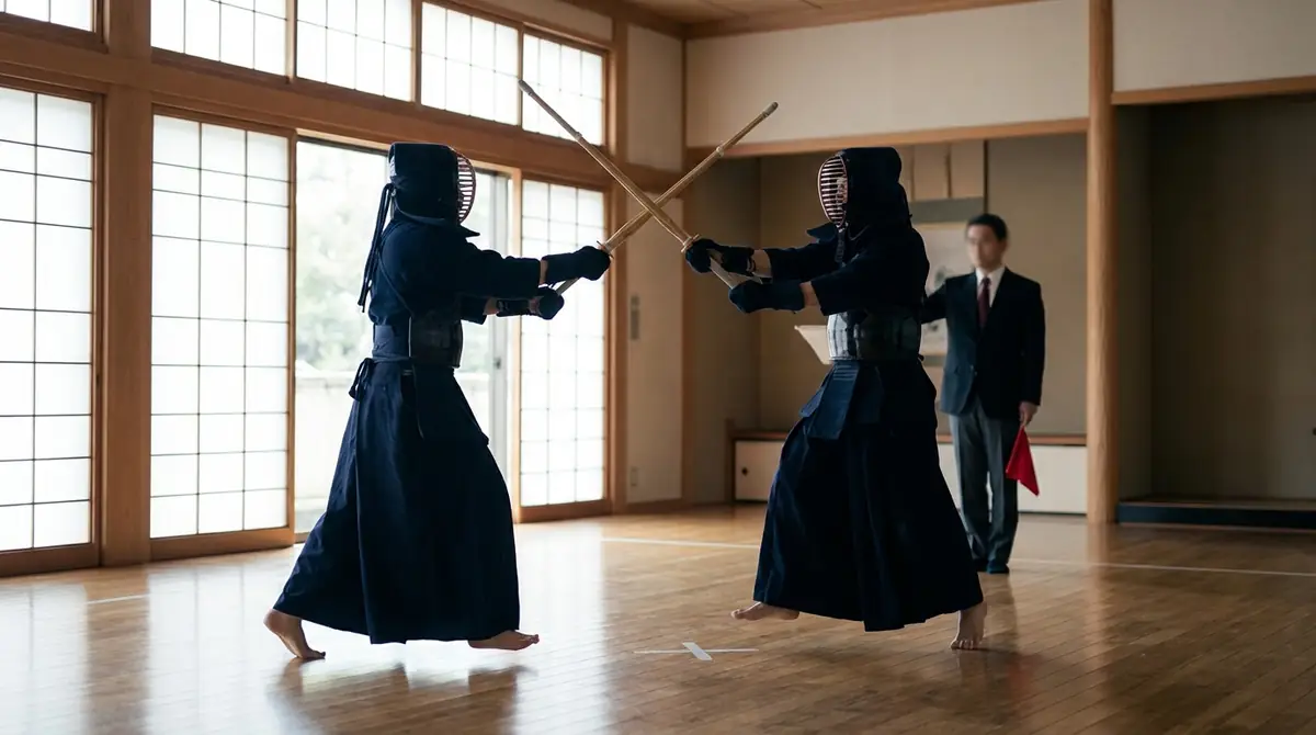 let(レット)は試合の一時中断を意味する剣道の審判用語